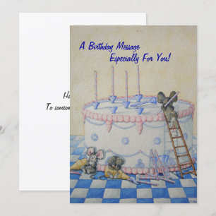 verjaardagstaart met schattige kleine muiscard kaart