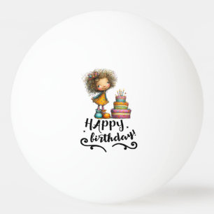 Verjaardagstaart met tekst Gefeliciteerd met je ve Pingpongballen