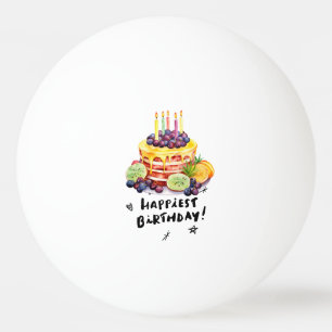Verjaardagstaart met verjaardagstekst pingpongballen