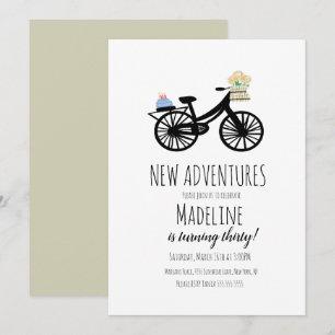 Verjaardagstaart met vintage fietsen en bloemen vo kaart