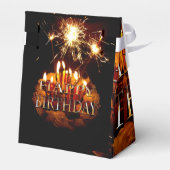 Verjaardagstaart met vonken, bedankdoosjes (Achterkant)