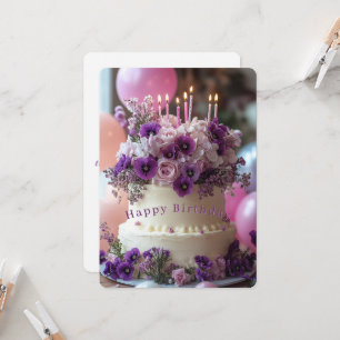Verjaardagstaart Paarse Viooltjes Hortensia Verjaa Kaart