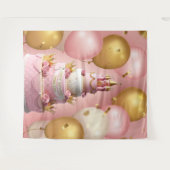 Verjaardagstaart Prinsessen Kasteel Banner Wandkleed (Voorkant (horizontaal))