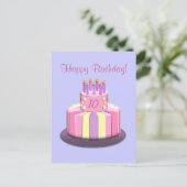 Verjaardagstaart (roze) briefkaart (Staand voorkant)