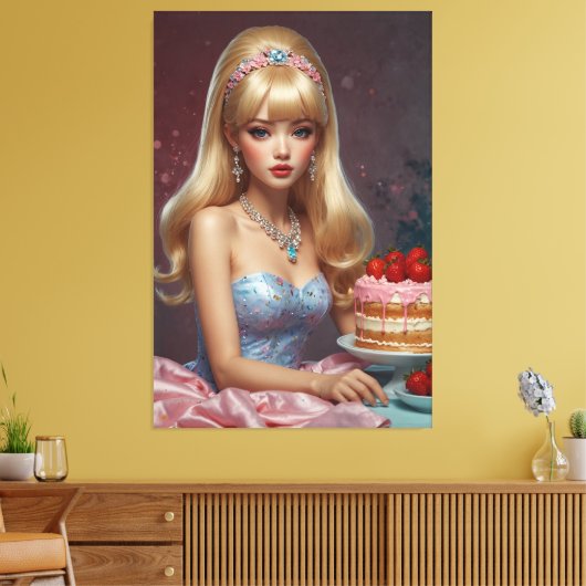 Verjaardagstaart Stretched Canvas Print (Insitu (Woonkamer))