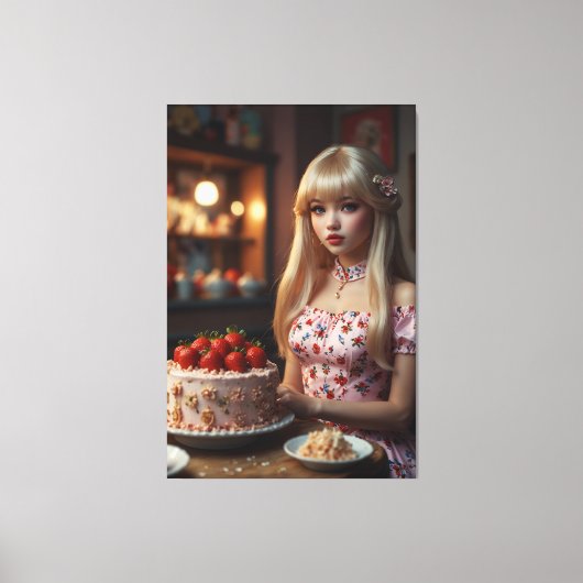 Verjaardagstaart Stretched Canvas Print (Voorkant)