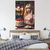 Verjaardagstaart Stretched Canvas Print (Insitu (Slaapkamer))