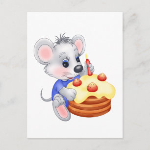 verjaardagstaart van een muis briefkaart