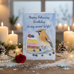 Verjaardagstaart van wasbeer met februariglimlach kaart