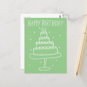 Verjaardagstaart Whimsical Schets Doodle Briefkaart