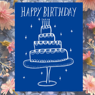 Verjaardagstaart Whimsical Schets Doodle Briefkaart