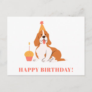 Verjaardagstaartje met hond Kleurrijke moderne ver Briefkaart