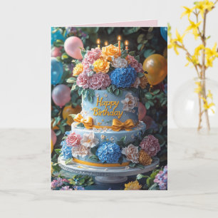 Verjaardagstaartkaarsen Mooie Bloemen Strikken Kaart