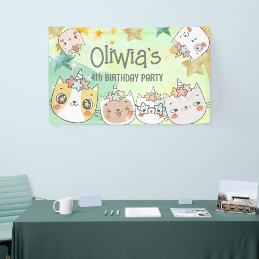 verjaardagstanner Magic caticorn Spandoek (Beurs)