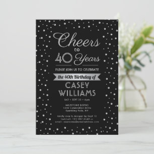 Verjaardagstoast Elegant Confetti Zwart Kaart