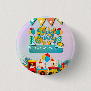 Verjaardagstraining met leuke dierenwensen ronde button 3,2 cm