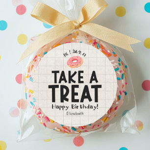 Verjaardagstraktatie Donut Kraft voor schoolkinder Ronde Sticker