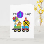 Verjaardagstrein 4e Verjaardag Tshirts en geschenk Kaart (Gele Bloem)