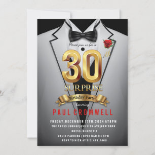 Verjaardagsuitnodiging 30ste verjaardag Tuxedo ver Kaart
