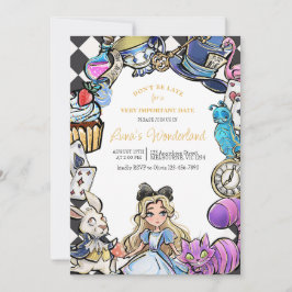 Verjaardagsuitnodiging Alice in Wonderland Kaart
