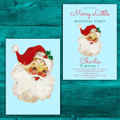 Verjaardagsuitnodiging Blue  Santa Kaart