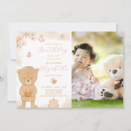 Verjaardagsuitnodiging Cake Teddy Met foto Kaart