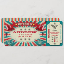 Verjaardagsuitnodiging Circus Ticket - personalise
