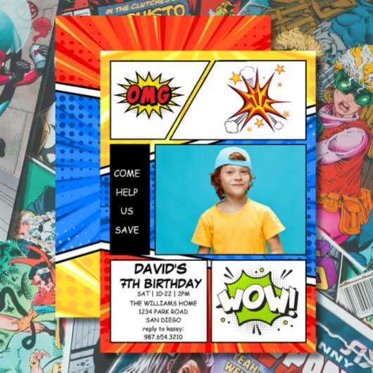 Verjaardagsuitnodiging Comic Book Stijl Pop Art Kaart