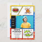 Verjaardagsuitnodiging Comic Book Stijl Pop Art Kaart (Voorkant)