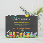 Verjaardagsuitnodiging dierentuin kaart (Staand voorkant)