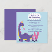 Verjaardagsuitnodiging Dinosaurus Feestje Kaart (Voorkant / Achterkant)