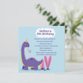 Verjaardagsuitnodiging Dinosaurus Feestje Kaart (Staand voorkant)