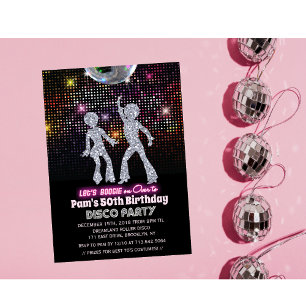 VERJAARDAGSUITNODIGING DISCO FEest - voor elke lee Kaart