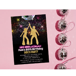 VERJAARDAGSUITNODIGING DISCO FEest - voor elke lee Kaart
