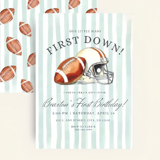 Verjaardagsuitnodiging First Down, Bewerkbare Voet Kaart