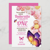 Verjaardagsuitnodiging Flyer Butterfly Baby Pink Kaart