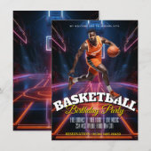Verjaardagsuitnodiging flyer voor basketbal kaart (Voorkant / Achterkant)
