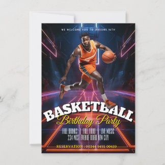 Verjaardagsuitnodiging flyer voor basketbal kaart
