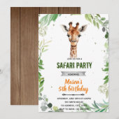 Verjaardagsuitnodiging giraffe baby shower kaart (Voorkant / Achterkant)