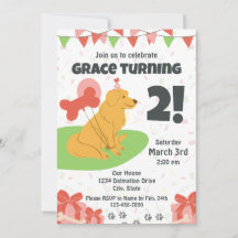 Verjaardagsuitnodiging Golden Retriever
