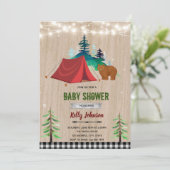 Verjaardagsuitnodiging happy camper shower kaart (Staand voorkant)