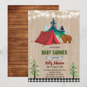 Verjaardagsuitnodiging happy camper shower kaart (Voorkant / Achterkant)