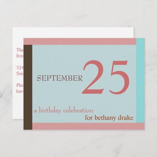  verjaardagsuitnodiging I Uitnodiging Briefkaart (Voorkant / Achterkant)