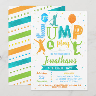 Verjaardagsuitnodiging Jump Bounce Trampoline Park Kaart