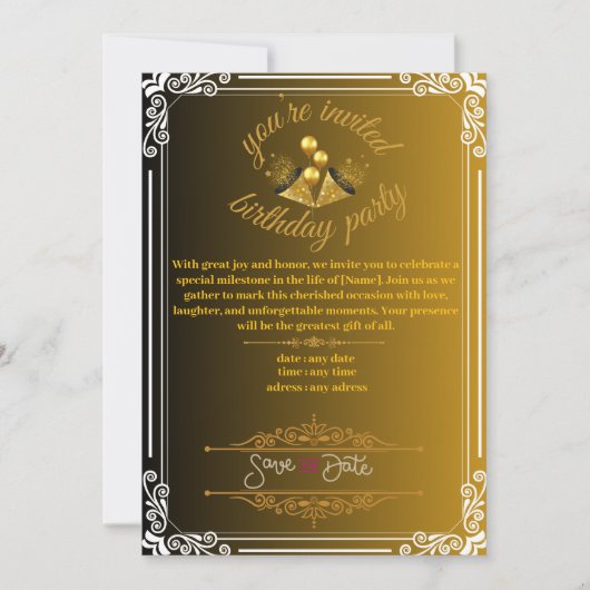 verjaardagsuitnodiging kaart (Voorkant)