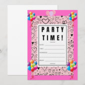 Verjaardagsuitnodiging kaarten (Voorkant / Achterkant)