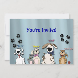 Verjaardagsuitnodiging/ Katten & Honden Kaart