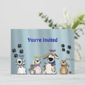 Verjaardagsuitnodiging/ Katten & Honden Kaart (Staand voorkant)