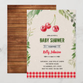 Verjaardagsuitnodiging kersen douche kaart (Voorkant / Achterkant)