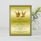 Verjaardagsuitnodiging King's Gold Crown Man Kaart (Staand voorkant)